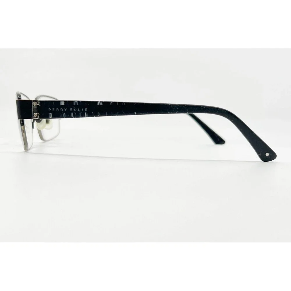Perry Ellis Eyeglasses Mens Black Rectangular Half Rim 53-18-140 44051